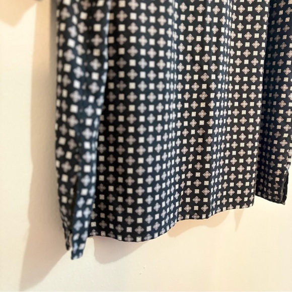 VINTAGE SILK Black & Grey Pattern 100% Silk Button Down Shirt - Picture 12 of 14